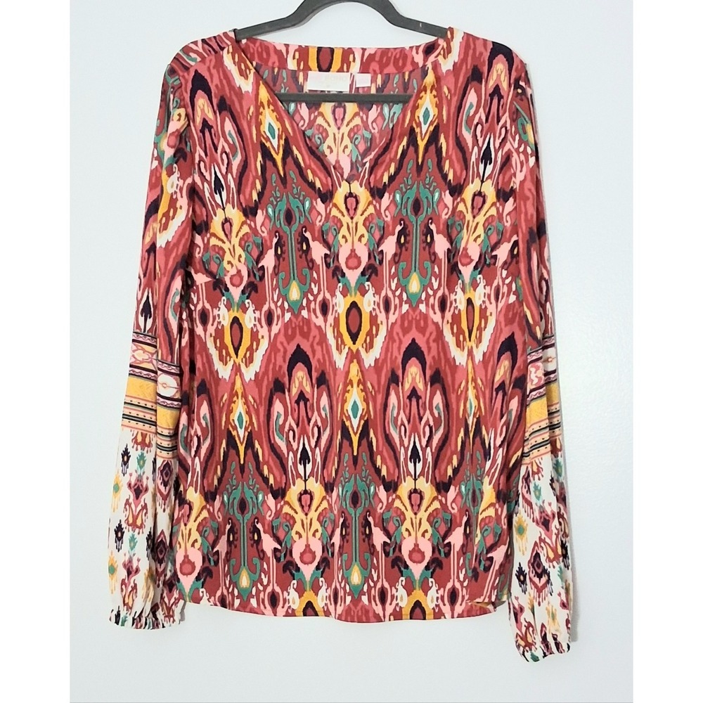 Belle‎ Boho by Kim Gravel Top Women's Size Large Find Your Fire Boho Chic V-Neck